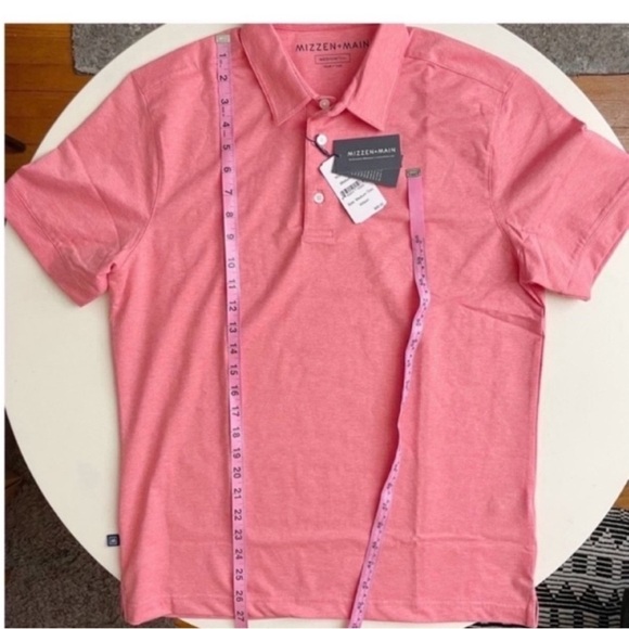 Mizzen+Main Wilson Golf Polo Shirt Red Heather Men’s Size Medium New Trim Fit - Picture 4 of 10